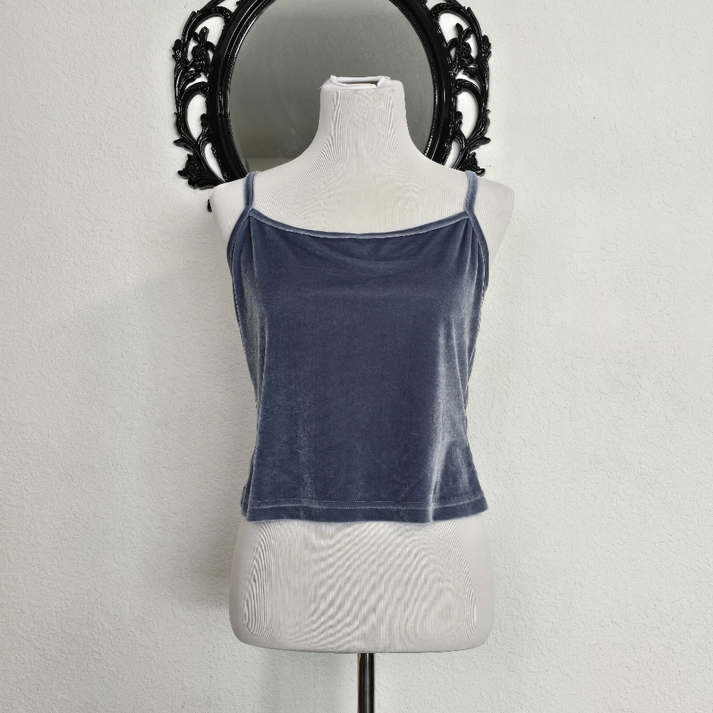 Retro Blue Velvet Camisole Top